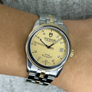 5 Tudor Glamour M55003-0004 Demi 18K Gold Automatic