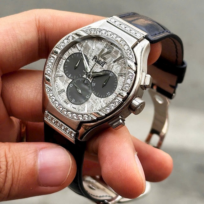 2 Piaget Meteorite Chronograph P10079 18k vang trang 2 Piaget Meteorite Chronograph P10079 18k vang trang
