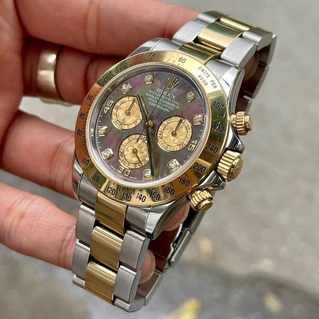 2 Rolex Daytona Cosmograph 116523 MOP Diamond Demi 18k 2 Rolex Daytona Cosmograph 116523 MOP Diamond Demi 18k
