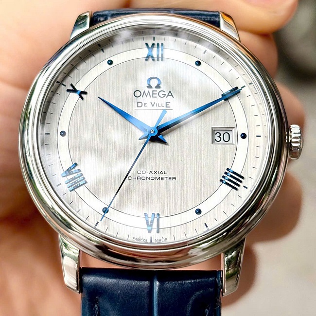 Omega DeVille 424.13.40.20.02.003 Co-Axial mặt trắng bạc