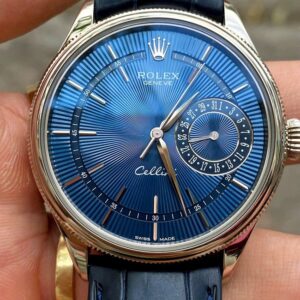 1 Rolex Cellini Date 50519 mat so xanh vang trang 18K nguyen khoi