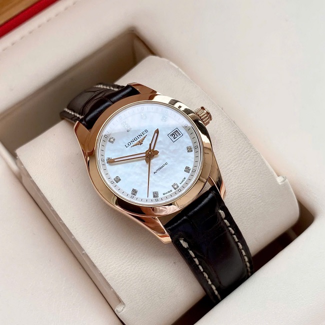 3 Longines Conquest mat MOP coc kim vang khoi 18k L2.285.8 3 Longines Conquest mat MOP coc kim vang khoi 18k L2.285.8