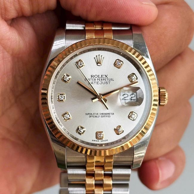 Rolex Date Just 116233 tia bạc cọc kim Demi 18k Jubilee 2 Rolex Date Just 116233 tia bạc cọc kim Demi 18k Jubilee 2
