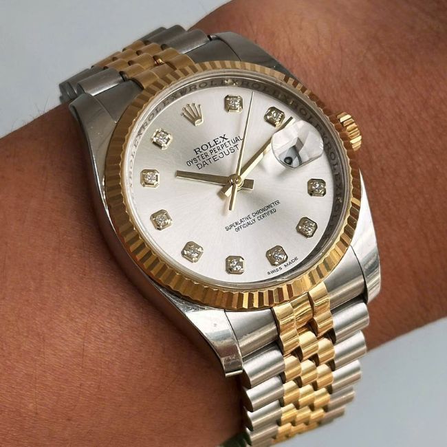 Rolex Date Just 116233 tia bạc cọc kim Demi 18k Jubilee 4 Rolex Date Just 116233 tia bạc cọc kim Demi 18k Jubilee 4