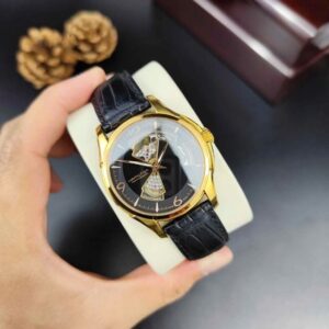 Hamilton Jazzmaster Open Heart H32575735 40mm mặt đen vỏ vàng 5