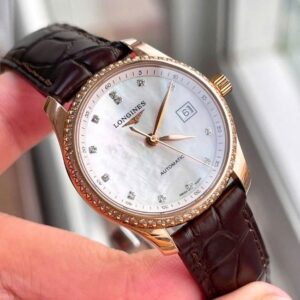 Longines Master nữ Vàng khối 18k mặt xà cừ kim cương L2.257.9.87.3 Automatic 5