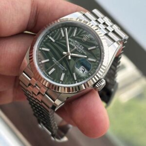 ROLEX STEEL DATEJUST 36 OLIVE GREEN PALM JUBILEE 126234-0047 2