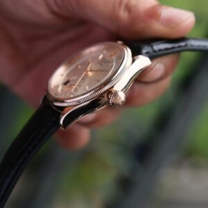 Rolex Cellini 50525 Dual Time Vàng hồng 18K Au750 mặt trắng Sun&Moon 5