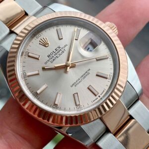 Rolex Date Just 126331 mặt hồng phấn cọc dạ quang Demi 18k 4