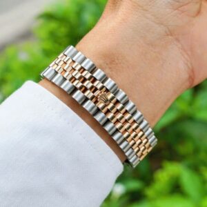 Rolex DateJust 116231 mặt đen cọc kim Demi hồng 18k Jubilee 6