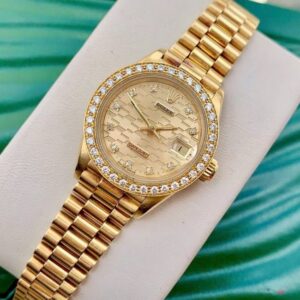 Rolex Ladies Datejust 69178 mặt vân xếp gạch Diamond Vàng khối 18k 2