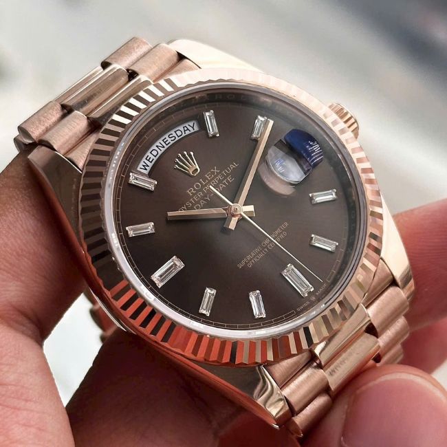 Rolex day date choco cọc kim baguette 228235 5 Rolex day date choco cọc kim baguette 228235 5