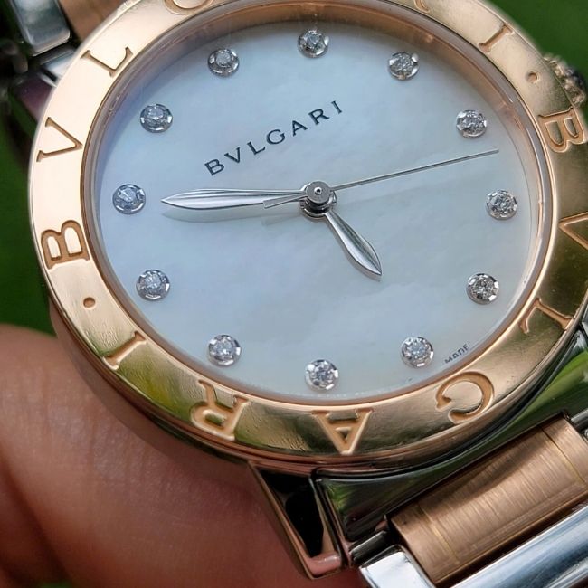 BVLGARI 101891 BBL33WSPG_12 Demi hồng 18k 33mm MOP Diamond 4