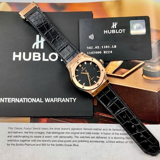Hublot classsic mặt đen vàng hồng 18k Automatic 542.OX.1181.LR 42mm 8