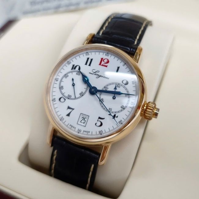 Longines Heritage Chronograph mặt men trắng L2.775.8.23.3 bản kỷ niệm 180 năm 18k Au750 1