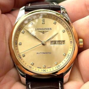 Longines master day date niềng vàng 18k dial champagne Diamond Automatic L2.755.5.37.3 1