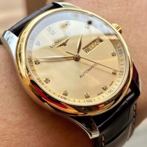Longines master day date niềng vàng 18k dial champagne Diamond Automatic L2.755.5.37.3 2