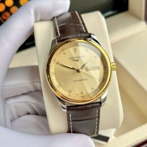 Longines master day date niềng vàng 18k dial champagne Diamond Automatic L2.755.5.37.3 5