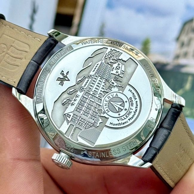 Montblanc Heritage GMT 119950 Automatic Dial cá hồi 40mm 4