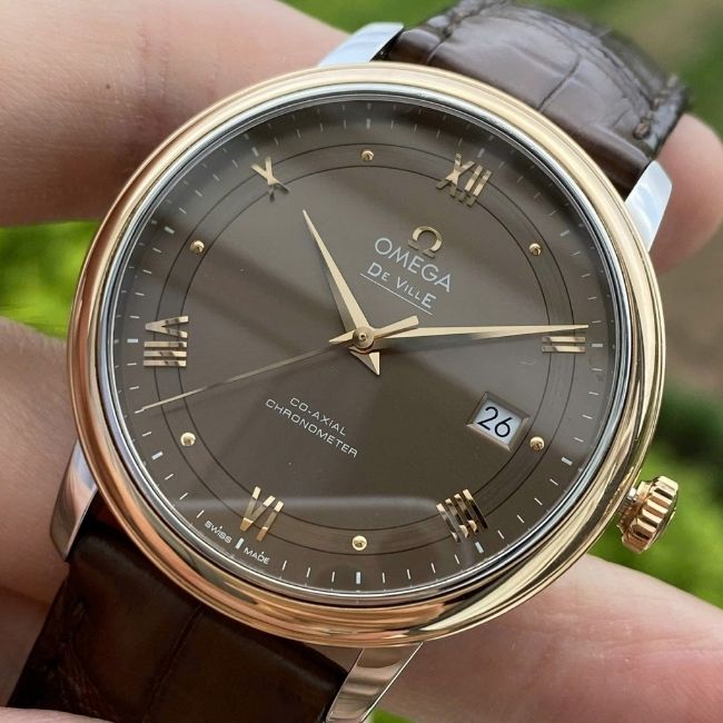 OMEGA DE VILLE PRESTIGE mặt cafe Demi 18k Co-Axial 424.23.40.20.13.001 1
