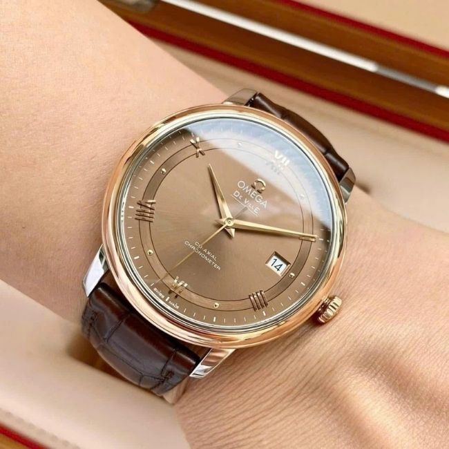 OMEGA DE VILLE PRESTIGE mặt cafe Demi 18k Co-Axial 424.23.40.20.13.001 4