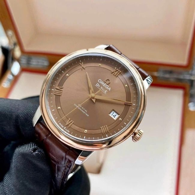 OMEGA DE VILLE PRESTIGE mặt cafe Demi 18k Co-Axial 424.23.40.20.13.001 5
