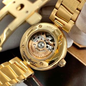 Omega De Ville 425.65.34.20.51.001 Ladymatic mặt số đen cọc hạt vàng khối 18k 34mm 5