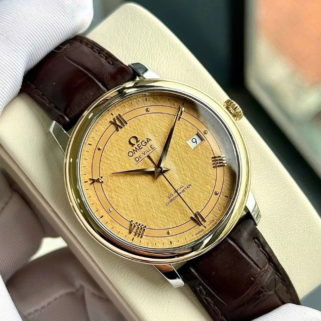 Omega De Ville Prestige Co-Axial Niềng vàng 18k 424.23.40.20.08.001 4