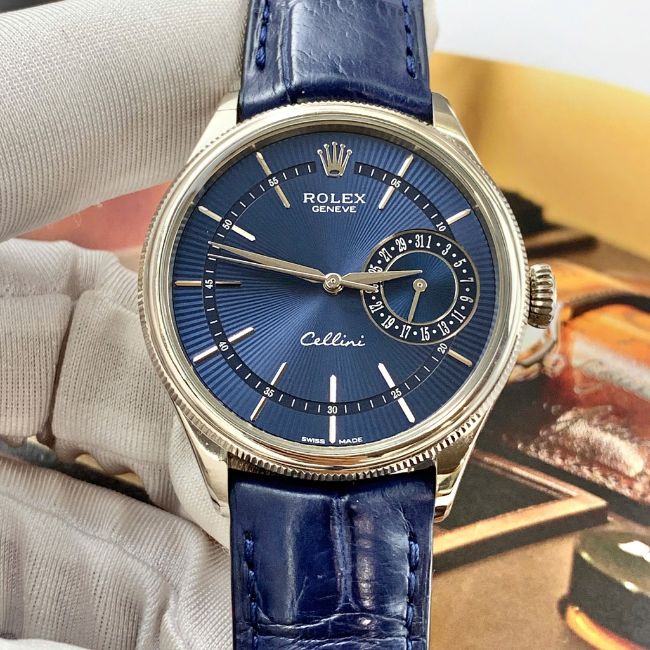 ROLEX CELLINI DATE 50519-0011 White Gold 18k Blue 1