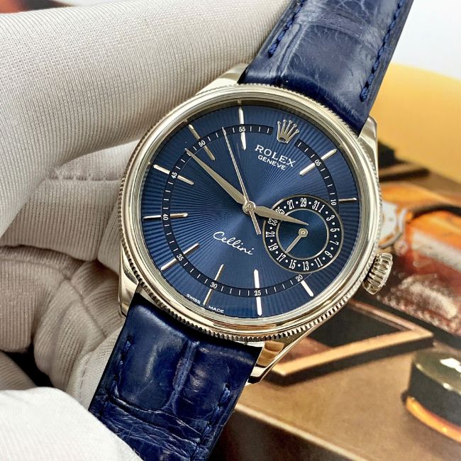 ROLEX CELLINI DATE 50519-0011 White Gold 18k Blue 2