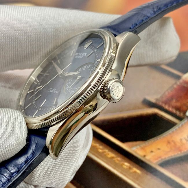 ROLEX CELLINI DATE 50519-0011 White Gold 18k Blue 6