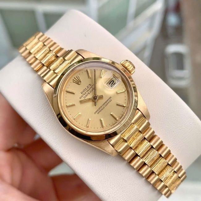 Rolex Date Just nữ 6917 Vàng khối 18k cọc số vạch 5