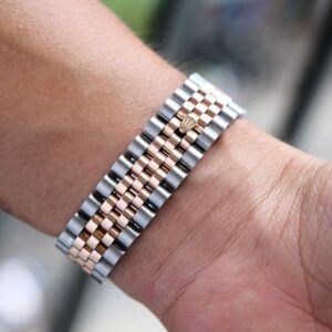 Rolex date just 116231 mặt số đen demi vàng hồng 18k cọc kim Jubilee 6