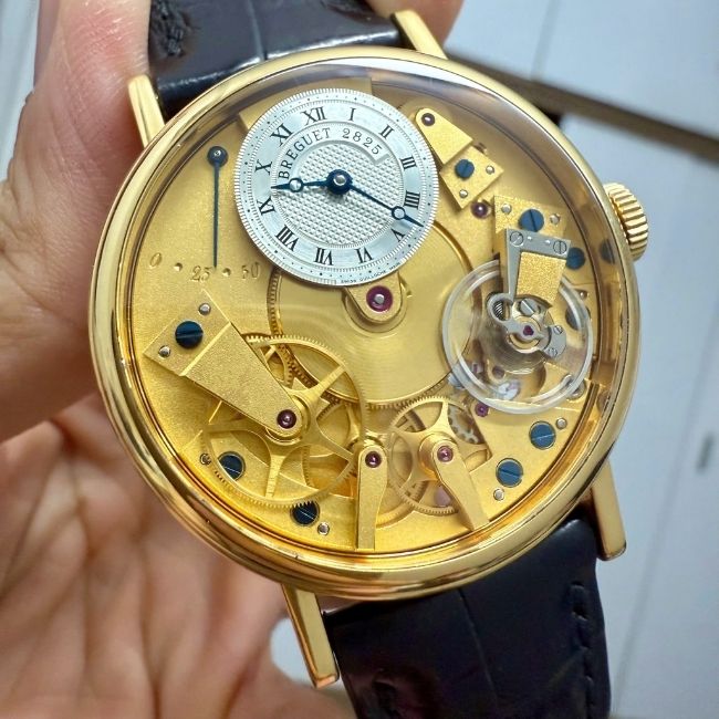 Breguet Tradition lộ máy xuyên thấu Vàng khối 18k - mặt số vàng trắng 18k đánh vân thủ công 1