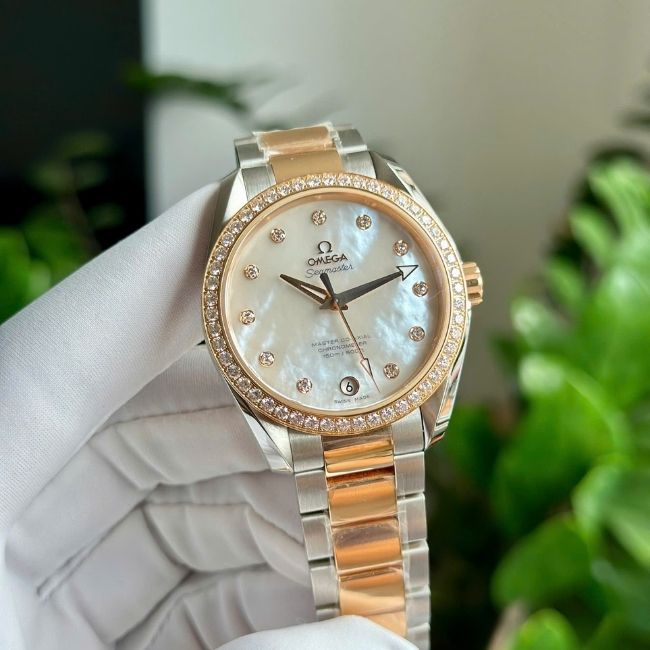 Omega Seamaster AT Demi 18k mặt xà cừ - Niềng kim cọc kim Master Coaxial 150M 1