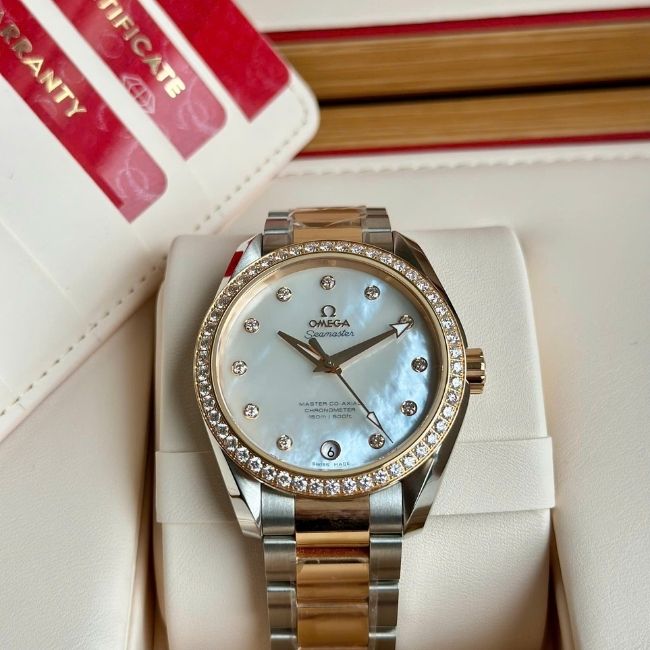 Omega Seamaster AT Demi 18k mặt xà cừ - Niềng kim cọc kim Master Coaxial 150M 3