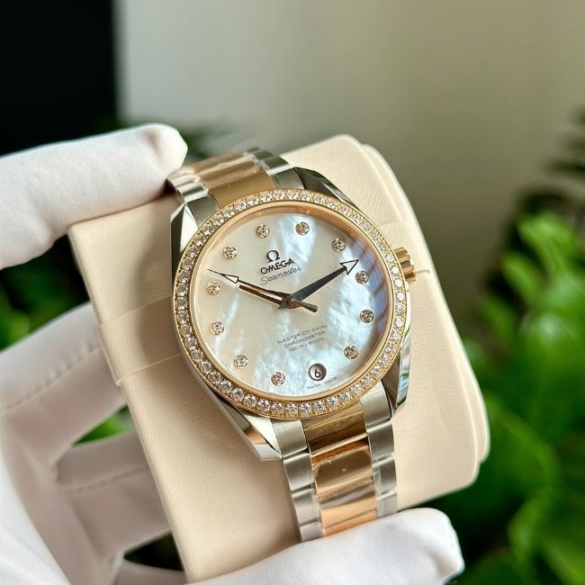 Omega Seamaster AT Demi 18k mặt xà cừ - Niềng kim cọc kim Master Coaxial 150M 4
