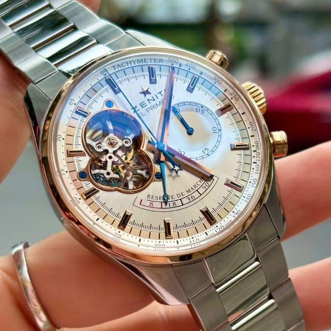 ZENITH Chronograph El Primero Open Heart 51.2080.4021 Niềng vàng 18k bản dây thép 2