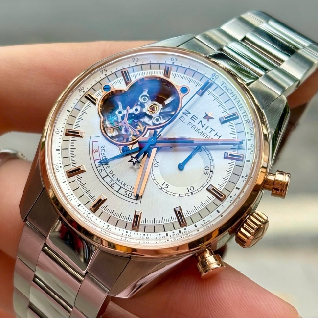 ZENITH Chronograph El Primero Open Heart 51.2080.4021 Niềng vàng 18k bản dây thép 3