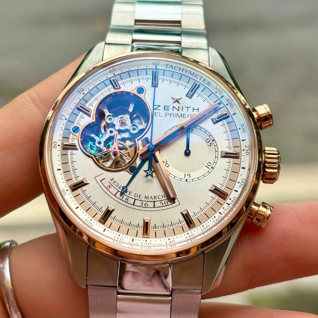 ZENITH Chronograph El Primero Open Heart 51.2080.4021 Niềng vàng 18k bản dây thép 4