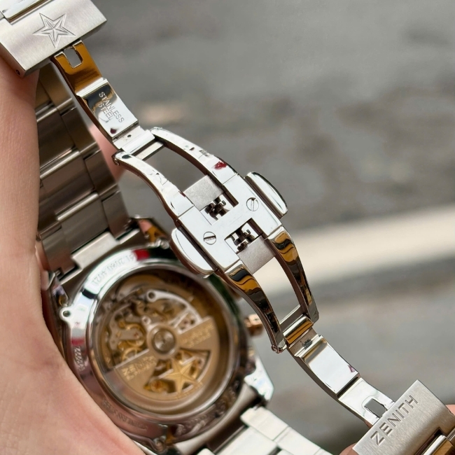 ZENITH Chronograph El Primero Open Heart 51.2080.4021 Niềng vàng 18k bản dây thép 6