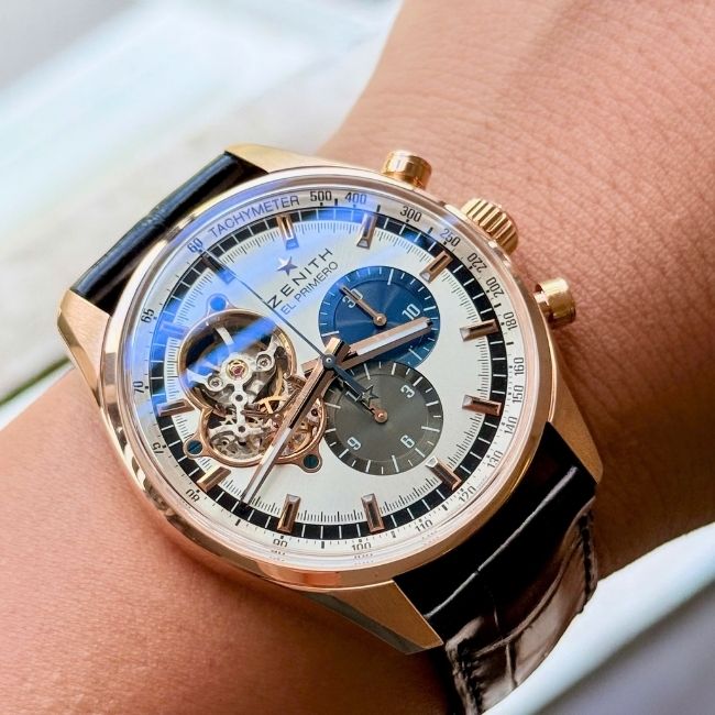 Zenith El Primero Chronograph Tricolor Open heart 42mm Vàng hồng đúc 18k 4