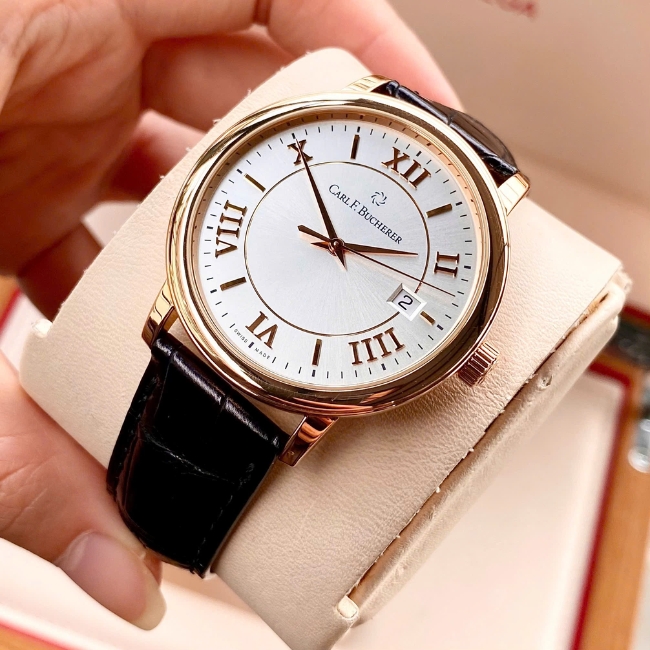 Carl F. Bucherer Adamavi vàng đúc 18k 39mm Automatic - mặt trắng - dây da 1