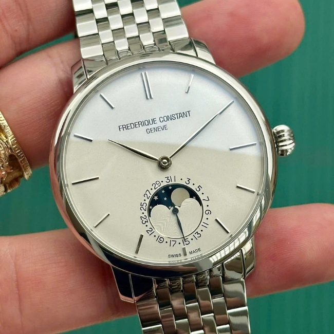 FC705 Moonphase Date Automatic - mặt trắng - dây kim loại 5