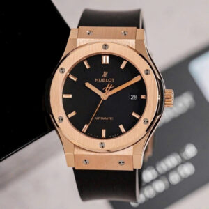 Hublot Classic Vàng đúc 18k Automatic 42mm - mặt đen - dây cao su 5