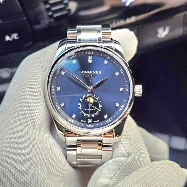 Longines Master trăng sao - cọc số kim cương - 40mm - mặt xanh - Automatic 2