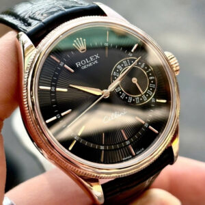 Rolex Cellini 50515 mặt đen - Vàng đúc 18k - kim báo lịch ngày 1