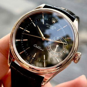 Rolex Cellini 50515 mặt đen - Vàng đúc 18k - kim báo lịch ngày 2