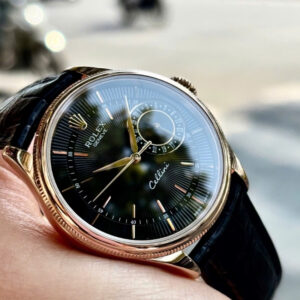 Rolex Cellini 50515 mặt đen - Vàng đúc 18k - kim báo lịch ngày 7