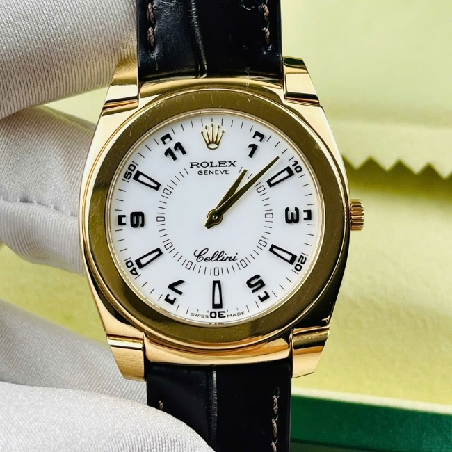 Rolex Cellini 5330 mặt trắng - vàng hồng đúc 18k - Khoá gập 18k - 36mm 1